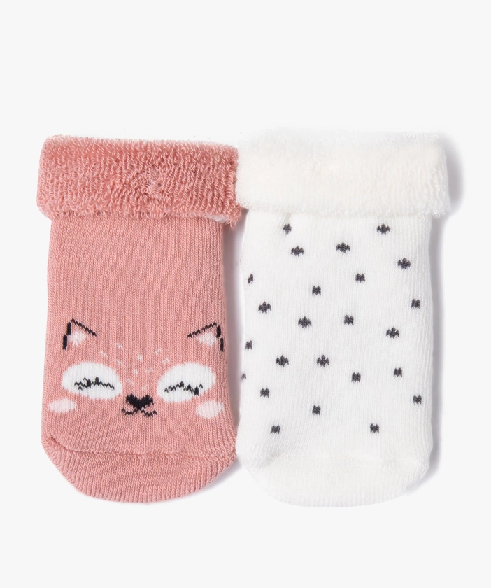 Chaussettes en maille bouclette imprimées bébé (lot de 2)