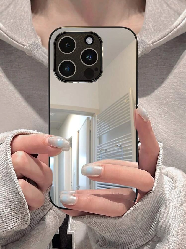 Película espelhada simples e elegante de 1 peça (NÃO REAL NORMAL MIRROW) Capa de telefone prateada anti-queda compatível com Iphone 13/IPhone11 6,1 polegadas, capa protetora completa compatível com IPhone 15 Pro Max 6,7 polegadas, elegante e macia capa Mirrow compatível com Galaxy S23 Ultra/Galaxy A14/Galaxy A54/Galaxy A51/A52, linda capa fina compatível com meninas, feminina compatível com Redmi 13C/Redmi Note 13 Pro, OPPO A54/OPPO A57/ OPPO Reno6 Lite/Redno7 Classic Case Cover.