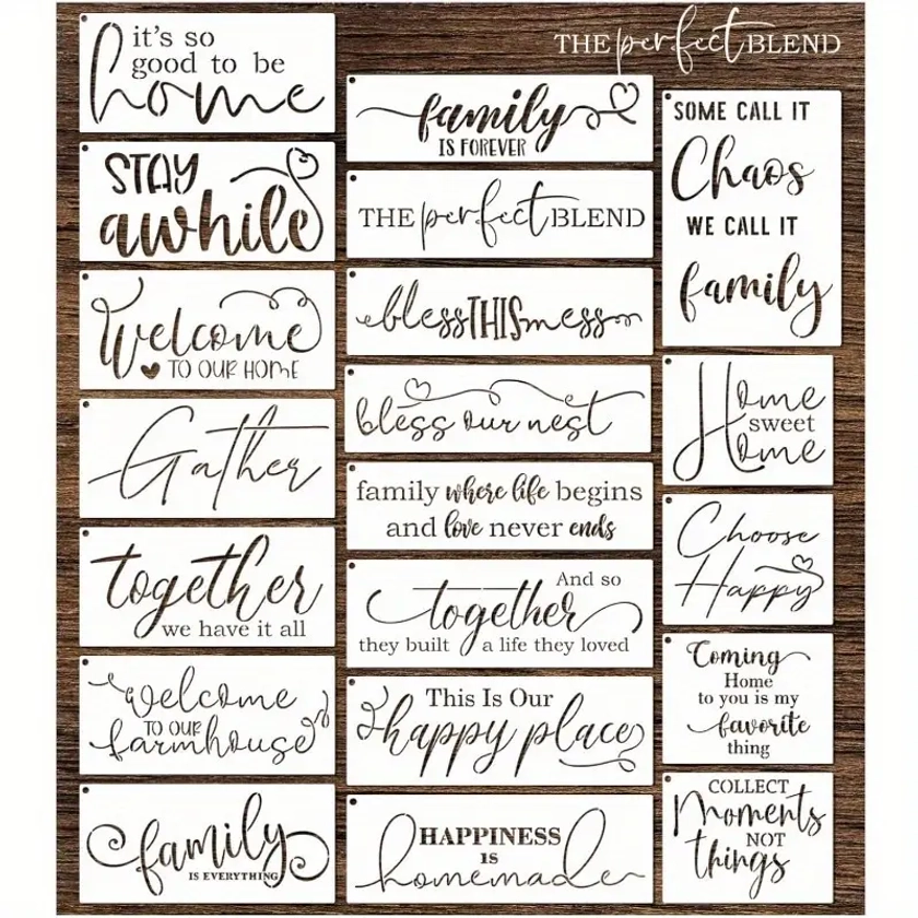 Word Stencils For Painting On Wood Sign Canvas Fabric, Reusable Welcome Farmhouse Burning Inspirational Art Craft Paint Stencil For Shirt Family Furni