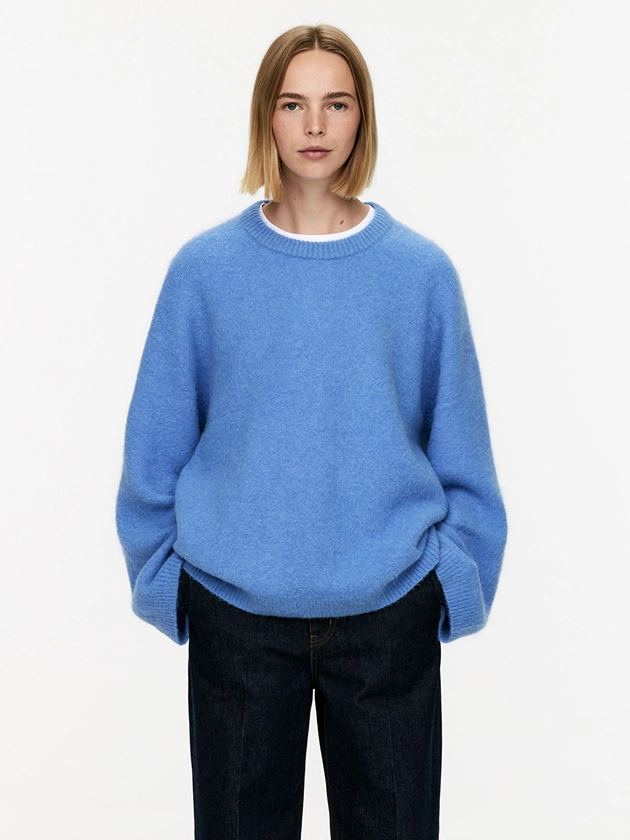 Pull en mélange de laine et d'alpaga - Blue - Crew neck - ARKET FR