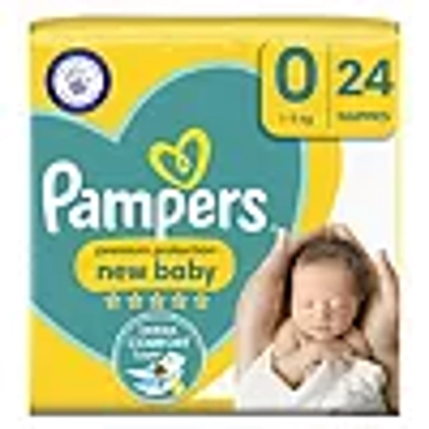 Pampers New Baby Size 0, 24 Newborn Nappies, <3kg, Carry Pack