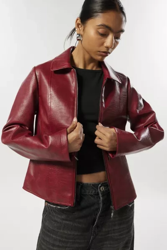 Silence + Noise Fallon Snake Embossed Faux Leather Jacket