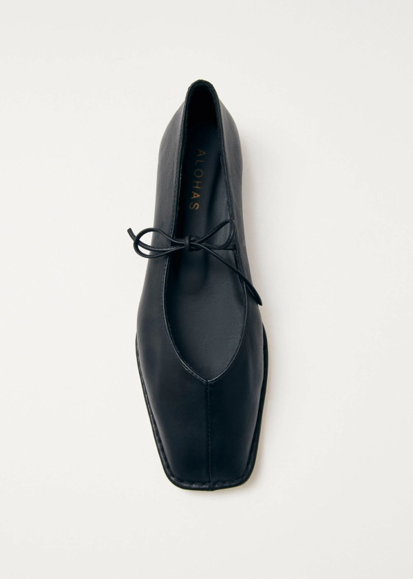 Sway - Black Leather Flats | ALOHAS