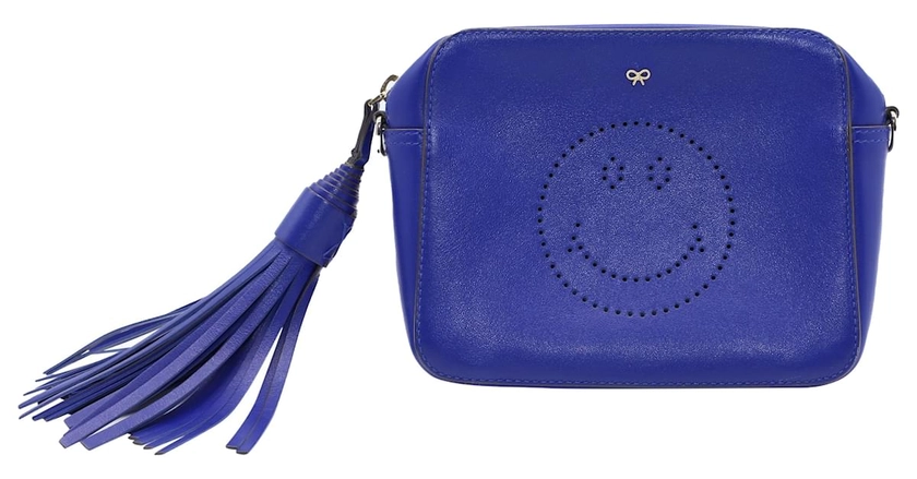 Anya Hindmarch Smiley Cross-Body Bag in Blue Leather ref.535547