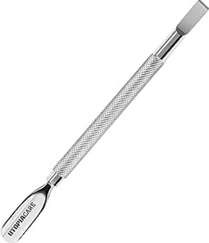 Utopia Care Cuticle Pusher Tool and Spoon Nail Cleaner - Professional Grade Stainless Steel Cuticle Remover and Cutter - Durable Manicure and Pedicure Tool - for Fingernails and Toenails (Silver)