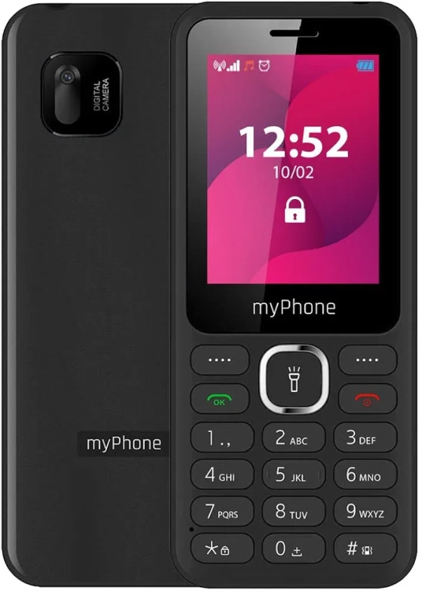 myPhone Jazz Téléphone avec Grandes Touches, Batterie 800 mAh, Bluetooth, Caméra, MP3, Lampe de Poche - Noir