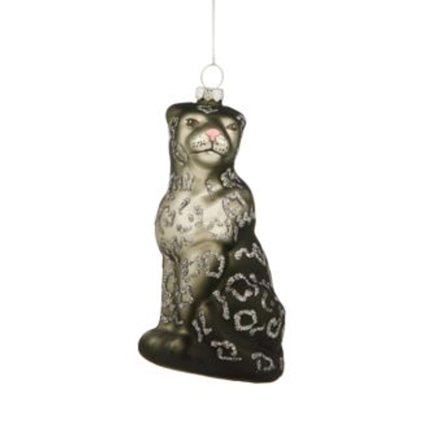 Bloomingdale's Glass Silver Sparkling Leopard Ornament - Exclusive | Bloomingdale's 