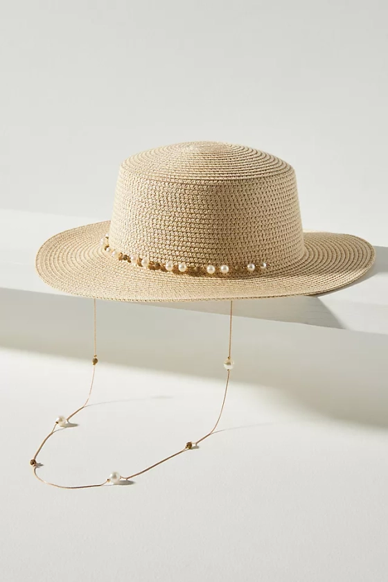 Beaded Chain Boater Hat