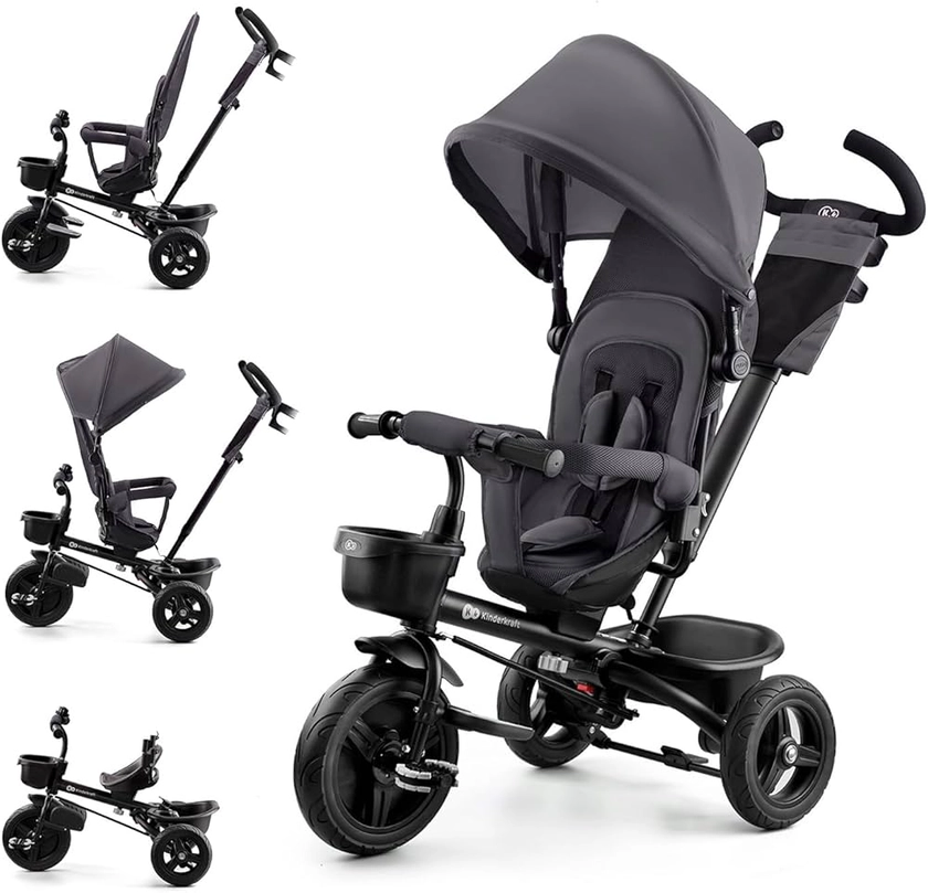 Kinderkraft AVEO Tricycle Bébé Évolutif, Draisienne Évolutif, Trike Bebe, Velo Poussette Bebe Évolutif, Velo Enfant 5 Ans, De 9 Mois, Pliable, Facile À Plier, Accessoires Pratiques, Gris : Amazon.fr: Jeux et Jouets