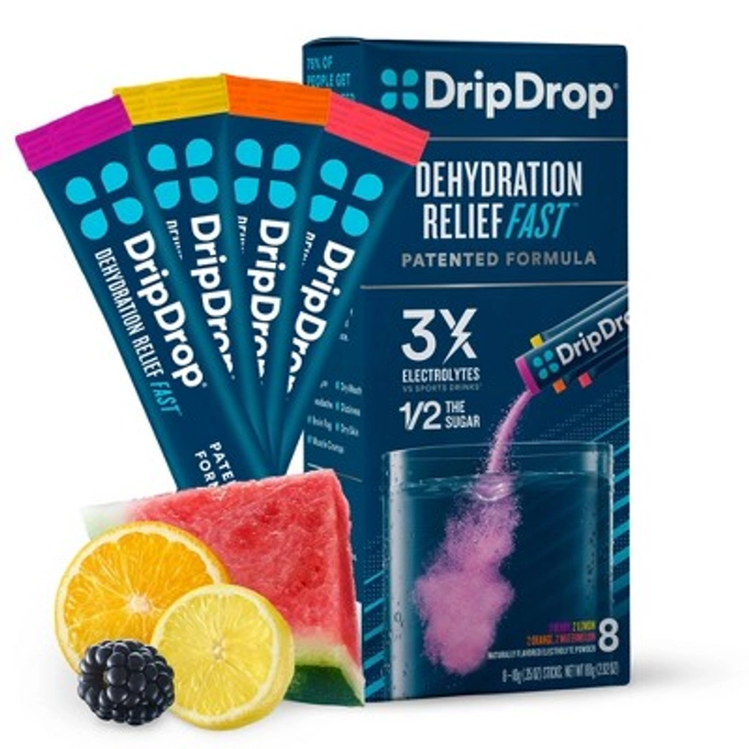 DripDrop Hydration Vegan Electrolyte Powder - Bold Classics Variety Pack - 8ct