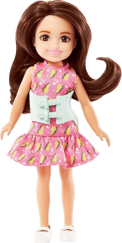 Barbie Chelsea Doll with Brunette Hair and Back Brace (HKD90) : Amazon.co.uk: Toys & Games