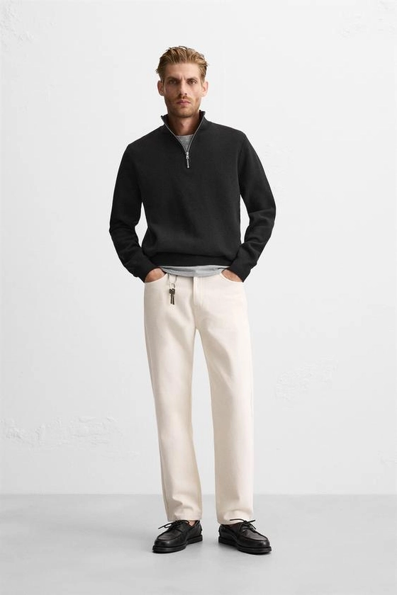 HIGH NECK QUARTER-ZIP SWEATER