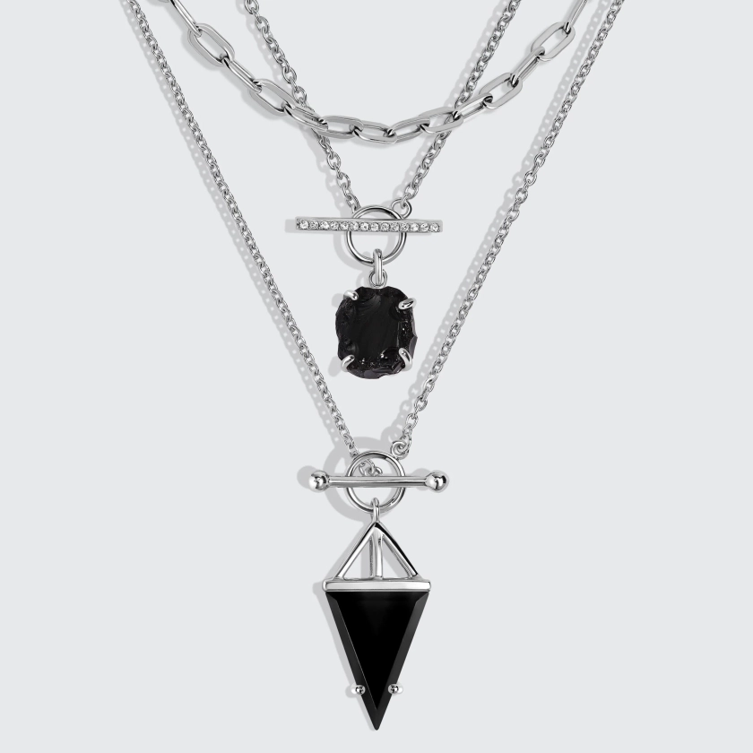 Black Obsidian Heroine T Lock & Raw Crystal T Lock Necklaces & Widelin – Moon Magic