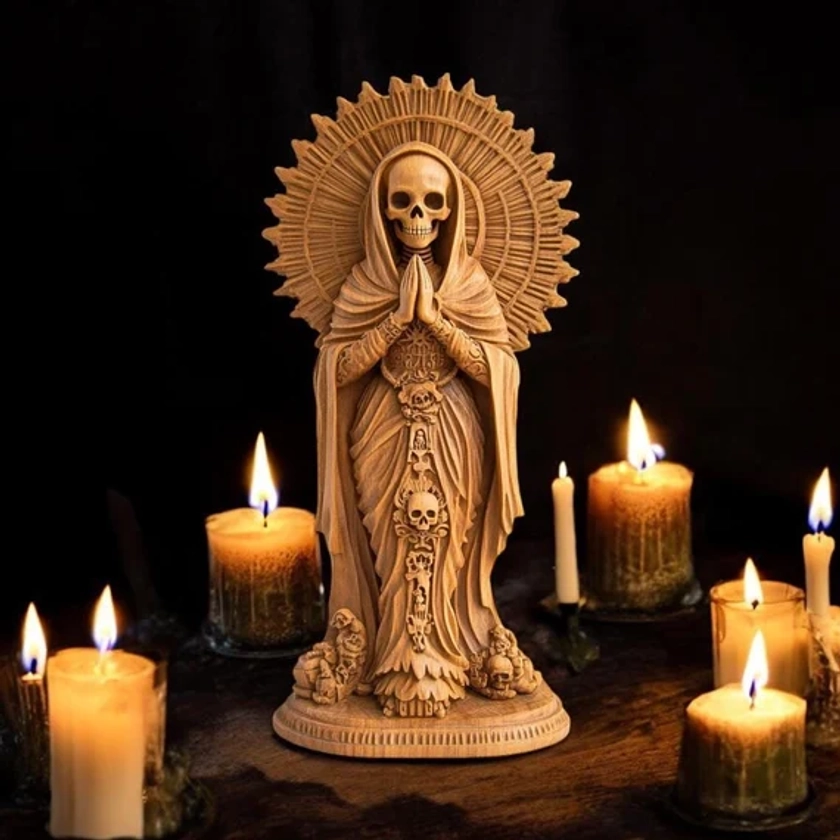 Santa Muerte Goddess Statuette Holy Death Catholicism Hinduism For Home Altar Witches Wicca Hinduism Statue Santa Muerte Azteca Figure Altar