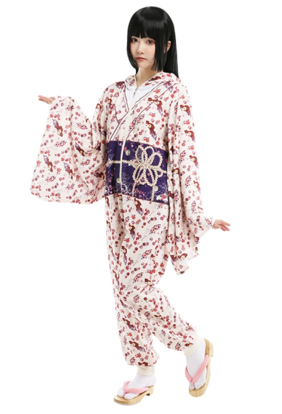 Combinaison Halloween Pyjama Une Pièce de Style Kimono Vêtement de Nuit à Manches Longues