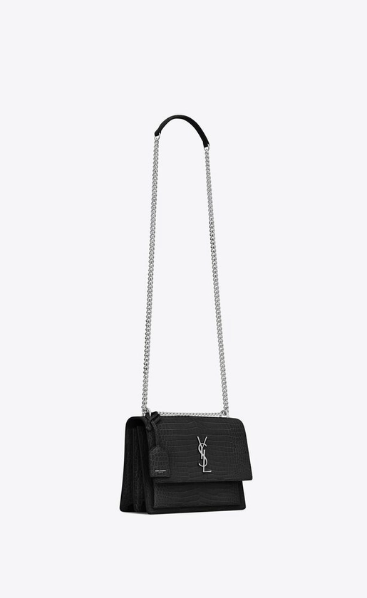 SUNSET Medium chain gab in crocodile embossed shiny leather | Saint Laurent | YSL.com