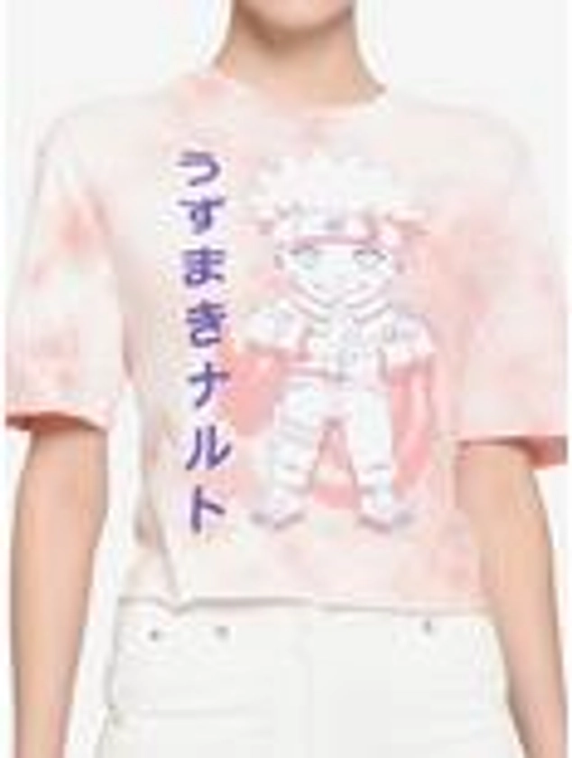 Naruto Peach Tie-Dye Girls Crop T-Shirt