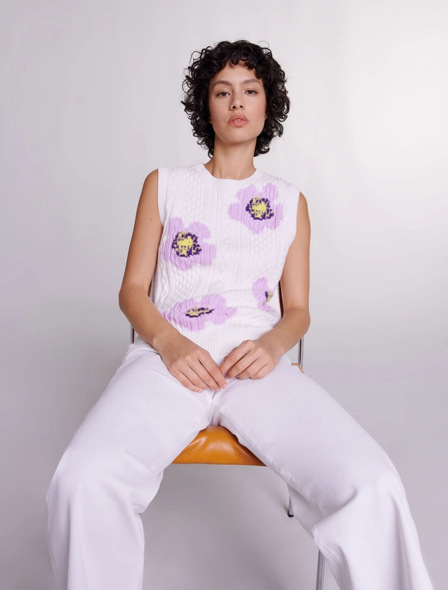 Floral sleeveless jumper - Pullovers | Maje