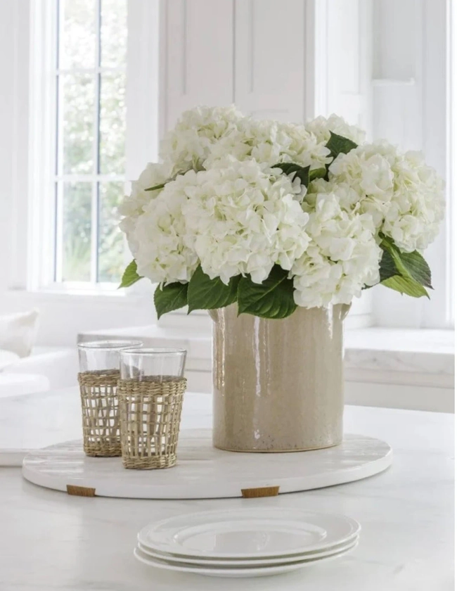 White Faux HYDRANGEA STEM | Artificial Florals | Faux Flowers | Farmhouse Rustic Decor | Boho Decor | Wedding Bridal Flowers