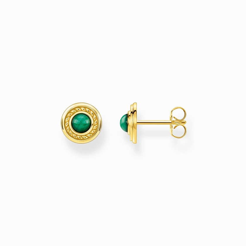 Clous d'oreilles pierre verte or | THOMAS SABO