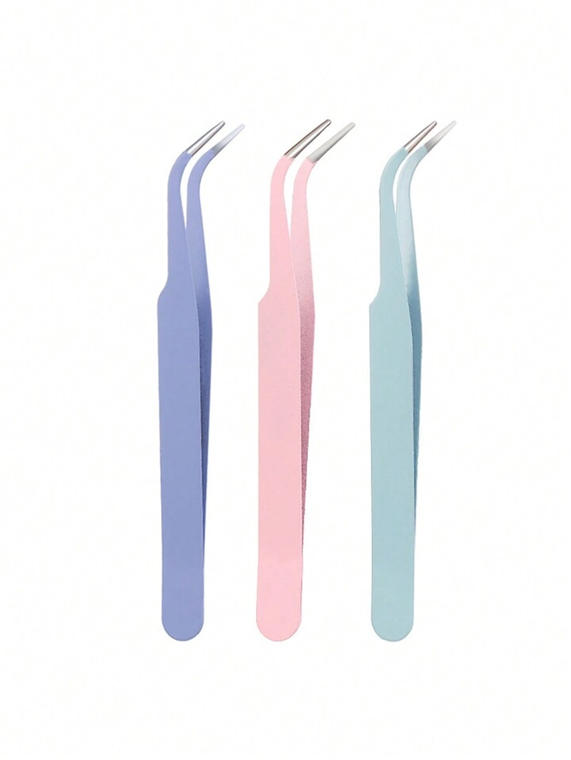 3pcs Eyelash Extension Tweezers Auxiliary Macaron Small Fresh Color Safe Stainless Steel Eyelash Beauty Tool