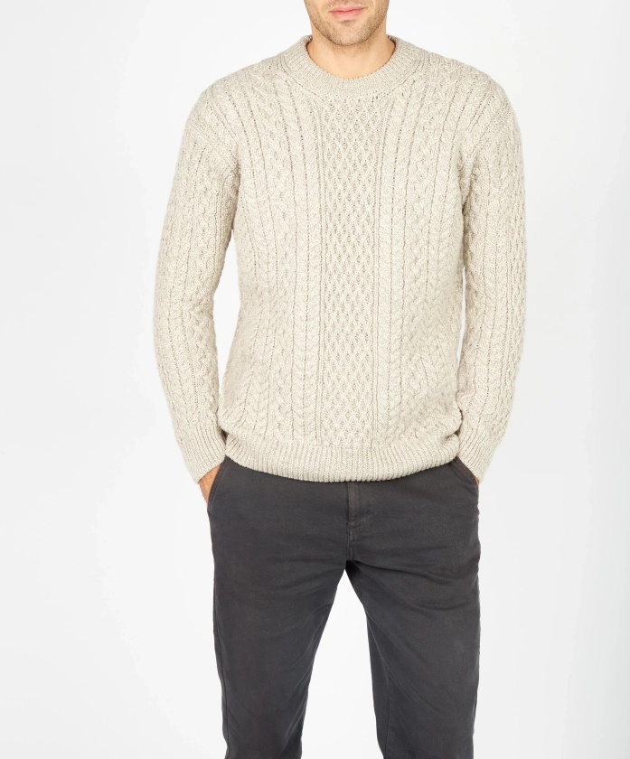 Cuileann Aran Crew Neck Sweater Stone Marl