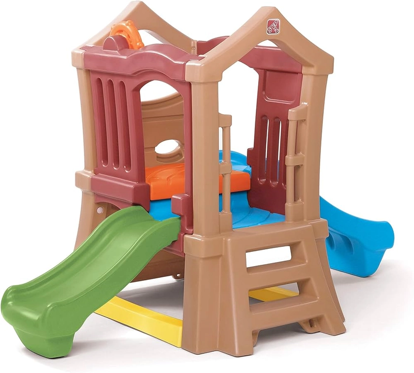 Step2 Play Up Double Slide Climber for Kids, Toddler Slide and Climbing Wall, Outdoor Playground for Backyard, Ages 2-6 Years Old
