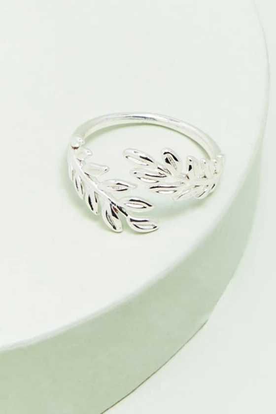 Silver Wrap Leaf Ring