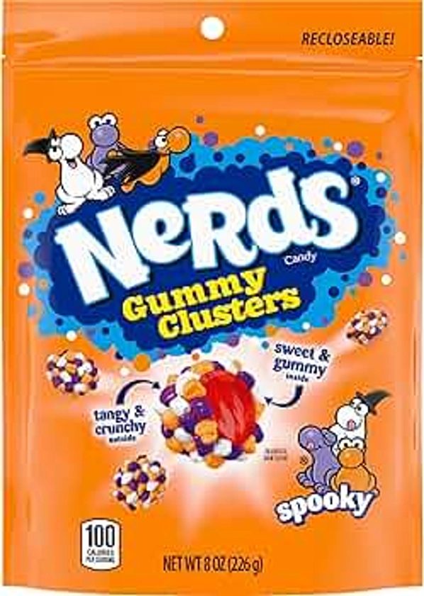 Nerds Spooky Gummy Clusters, Halloween Candy, Nerds Gummy Candies, 8 Ounce Treat Resealable Pouch