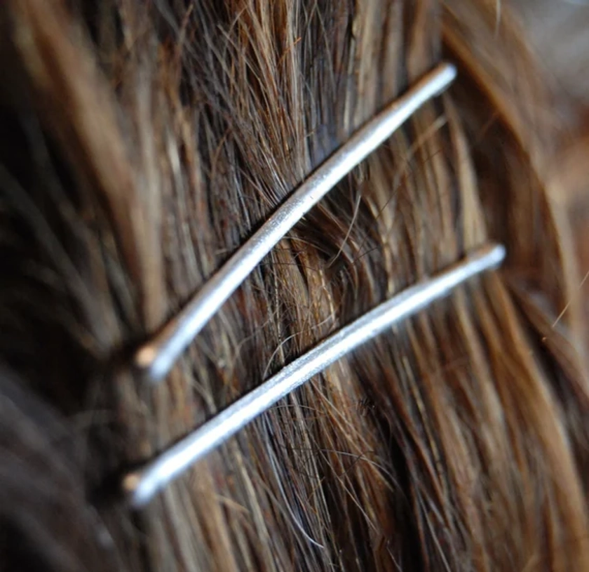 Silver bobby pins, colored bobby pins, decorative bobby pins, metallic bridal bobby pins, silver bridal accessories, decorative hair pins