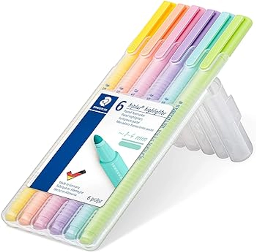 Staedtler triplus highlighter, ergonomic triangular shape, set of 6 pastel colours, line width 1 - 4 mm