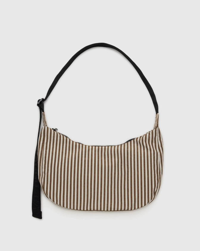 Medium Nylon Crescent Bag : Brown Stripe - Baggu