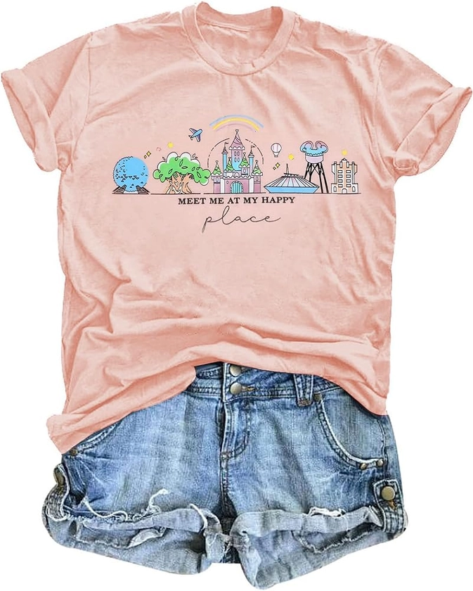 Womens World Traveler Shirt Magic Kingdom Graphic Tshirt Matching Trip T-shirt Girl Vacation Hodilay Short Sleeve Top