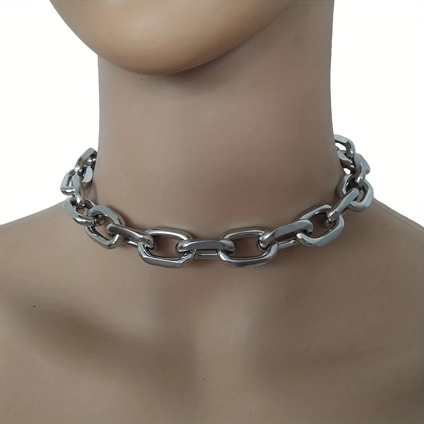 Punk Exaggerated Heavy Metal Style Big Thick Chain Choker Necklace Women's Goth Nightclub Decor Neck Jewelry