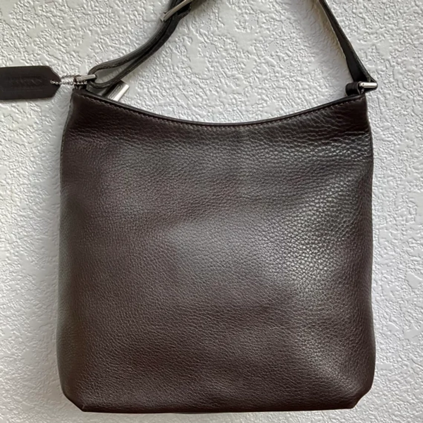 Coach Hudson Vintage Brown Pebbled Leather Crossbody Bucket Bag