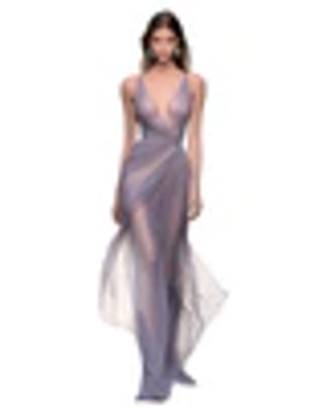 Luna Flowing Mesh Gown - Lavender