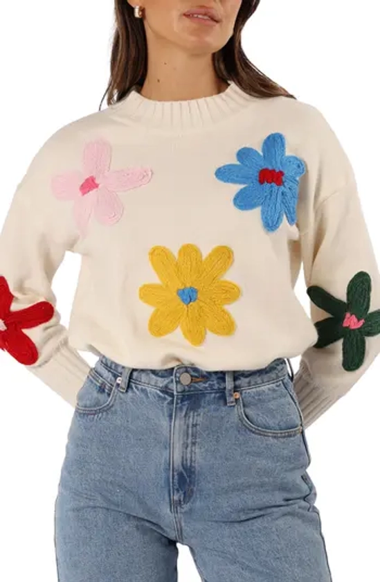 Petal & Pup Raelynn Embroidered Flower Sweater | Nordstrom