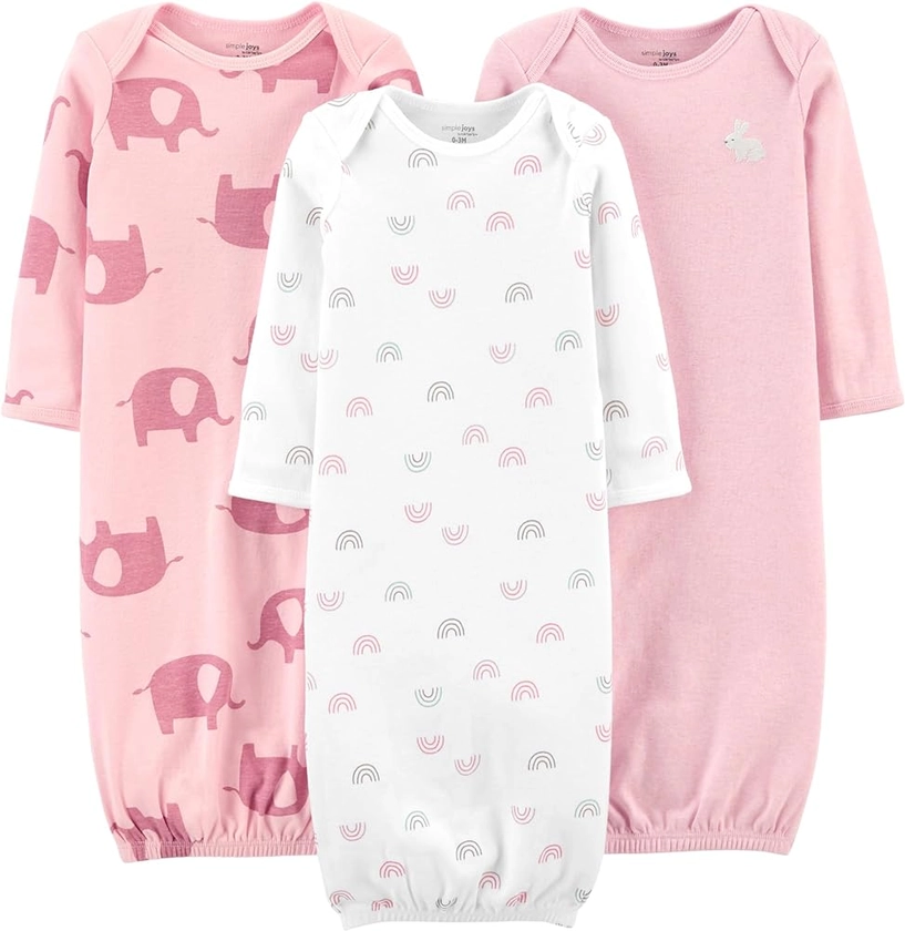 Simple Joys by Carter's Baby Girls' 3-Pack Cotton Sleeper Gown