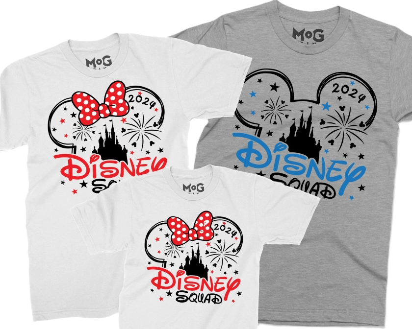 Disney Squad 2024 Cotton T-shirt, Disney World Mickey & Minnie Tee, Ma