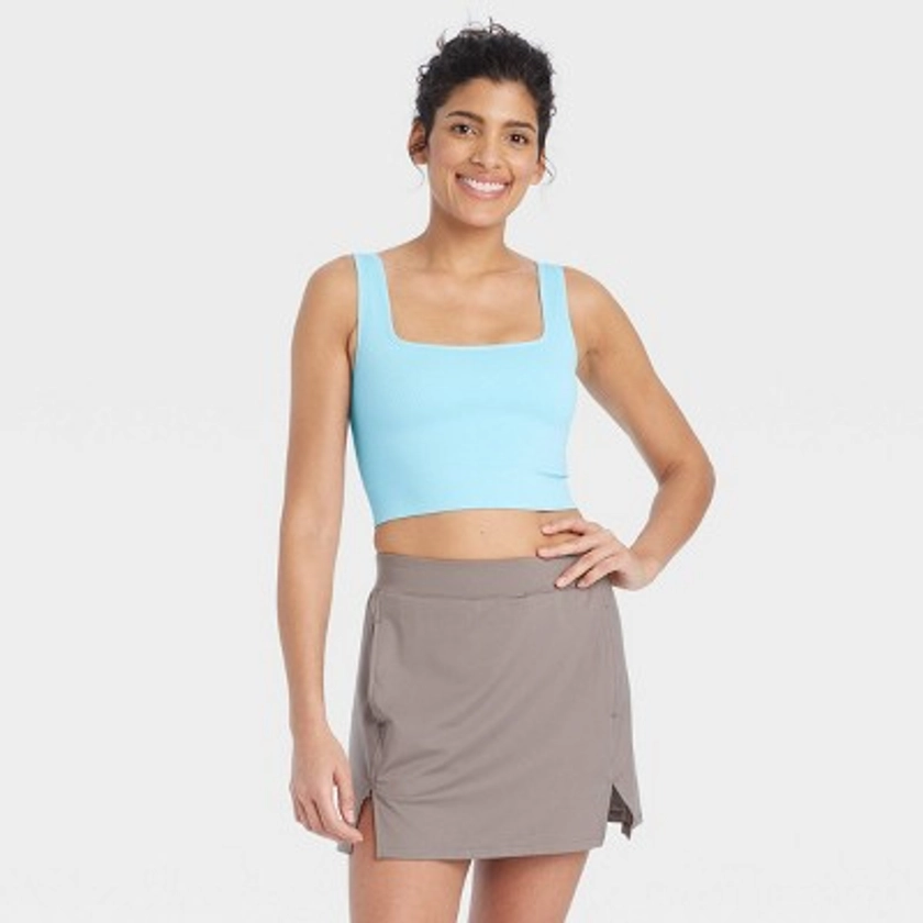 Women's Seamless Square Neck Cropped Tank Top - All In Motion™ Light Blue XL