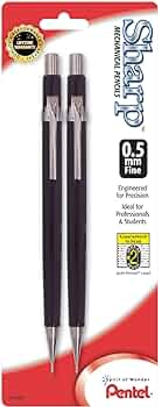 Pentel® Automatic Sharp™ Mechanical Pencils, 0.5 mm, Black, Pack of 2