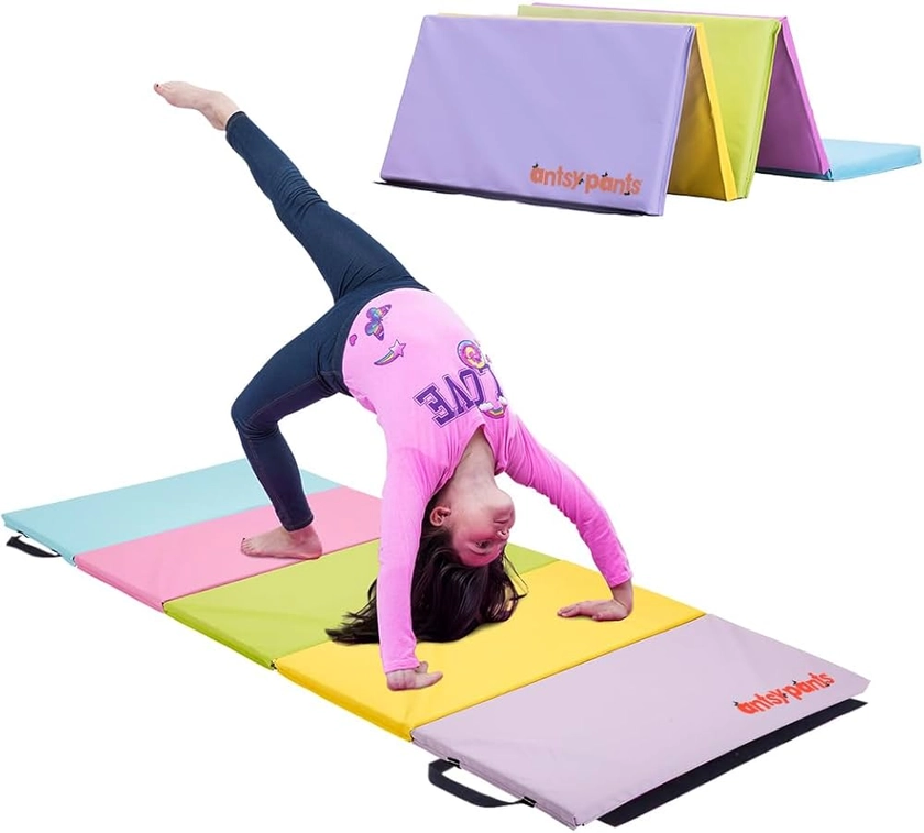 Antsy Pants Tumbling Mat – Gymnastics Mat, Easy to Clean Gym Mat, Sturdy, Foldable Tumbling Mat for Kids, Padded, Lightweight, Portable, Carrying Handle, Gymnastics Equipment for Activity Play