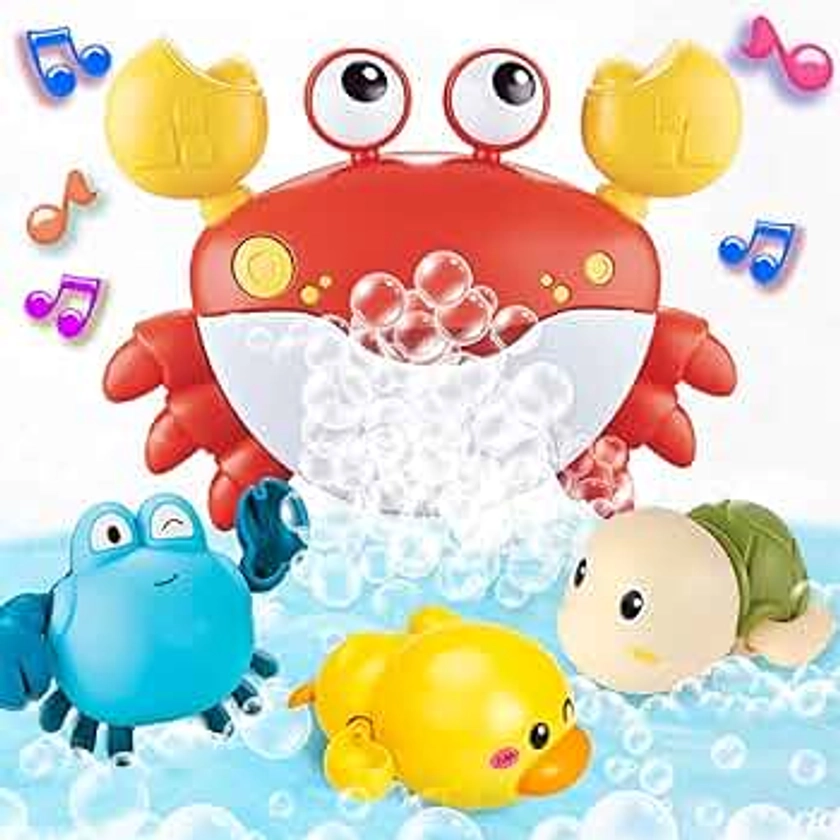 Baby Bath Toys for Toddlers, Crab Bath Bubble Maker with 12 Songs, 3 Pack Wind-up Pool Toys for Kid, Bathtub toys As Birthday Gift for Boys Girls