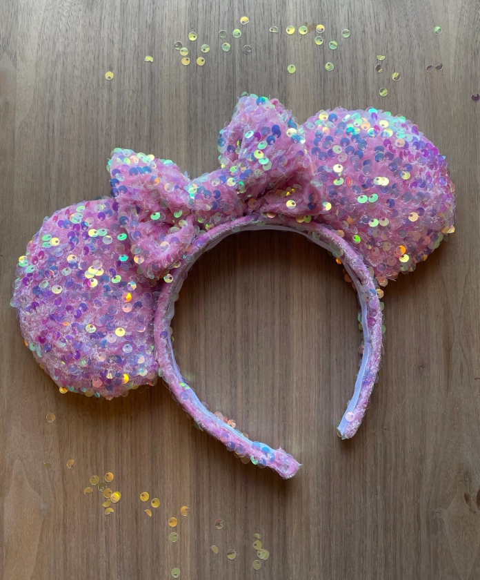 Pink Sequin Mouse Ears, Chunky Sequin Ears, Flip Sequin Ears, Custom Handmade Disney Inspired Mouse Ears - Etsy