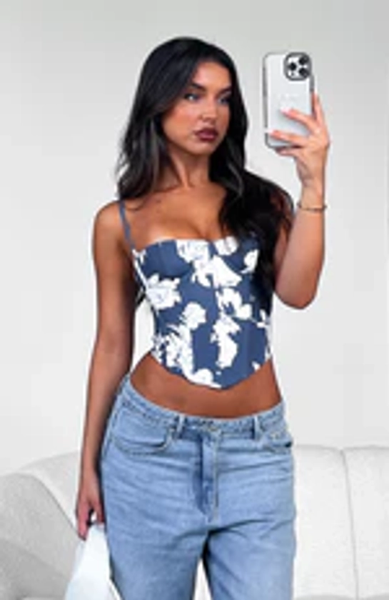 In The Morning Bustier Navy Rose