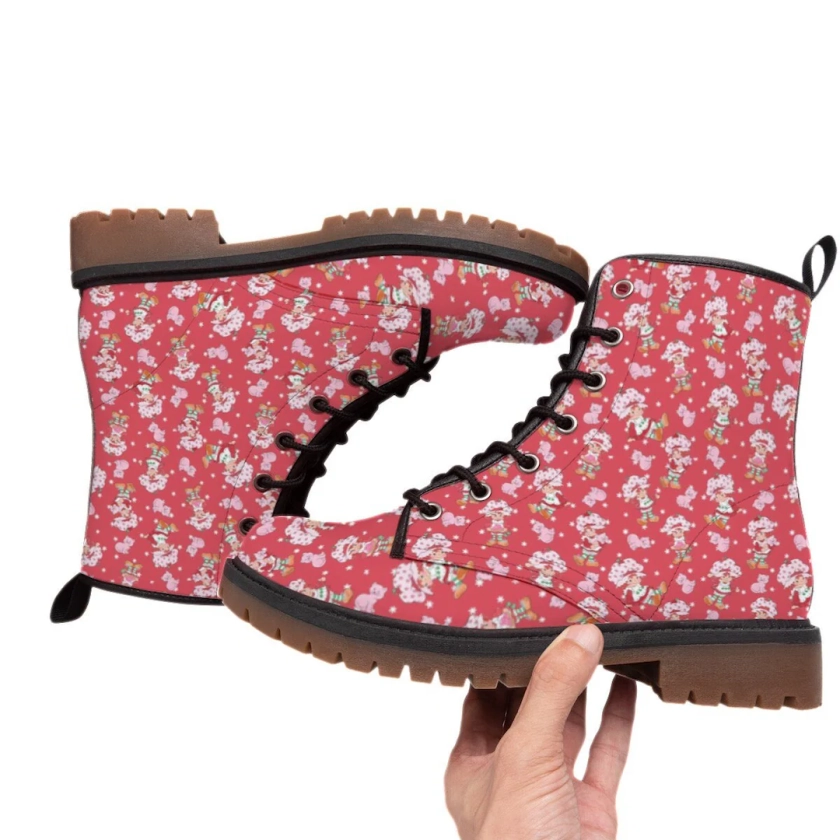 Strawberry 80's Vintage Cartoon Women's Moc Martin Short Boots Vegen Leather Shoes - Etsy UK