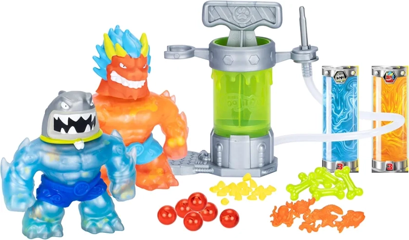 Heroes of Goo Jit Zu Hero Creator Bundle with 2 Action Figures and 6 Unique goo fillings, Mix, Fill & Create Your own Stretchy Blazagon and Thrash, Play Again and Again