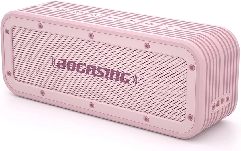BOGASING M4 Portable Bluetooth Speaker with 40W HD Surround Stereo Sound, Enhanced Bass, IPX7 Waterproof, Bluetooth 5.0 Wireless Dual Pairing, EQ, for Home, Shower, Outdoor, Beach, Party (Pink)