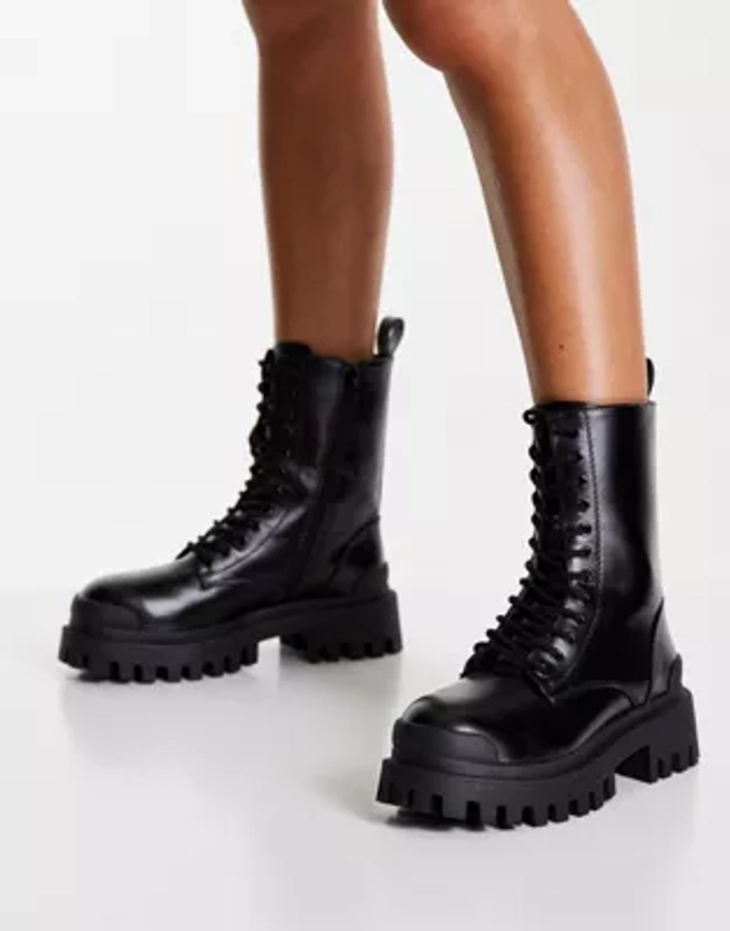 ASOS DESIGN Algebra chunky lace up boots in black | ASOS