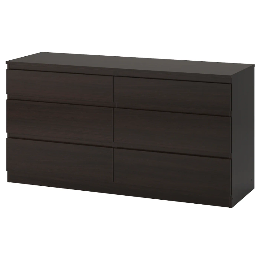 KULLEN Chest of 6 drawers - black-brown 140x72 cm